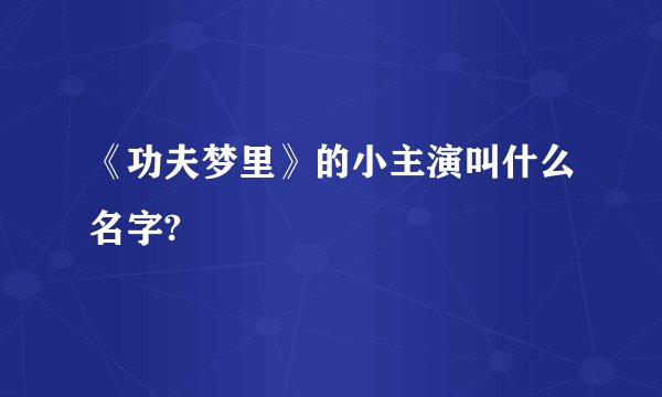 《功夫梦里》的小主演叫什么名字?