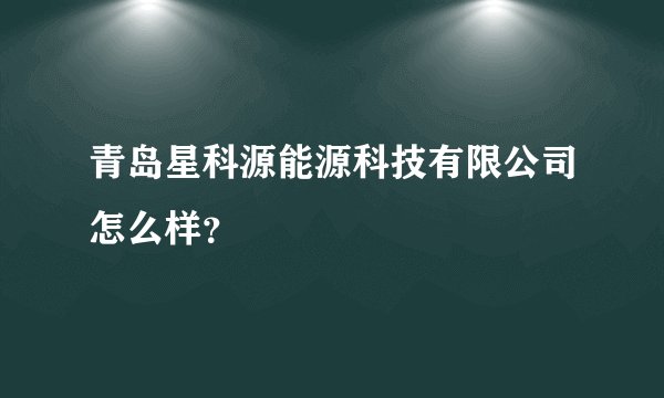 青岛星科源能源科技有限公司怎么样？