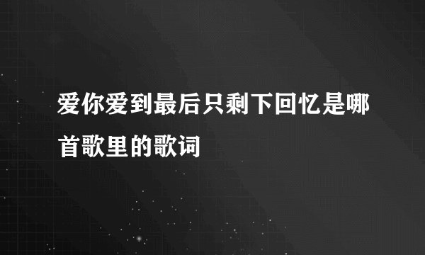 爱你爱到最后只剩下回忆是哪首歌里的歌词