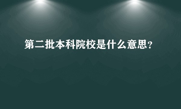 第二批本科院校是什么意思?