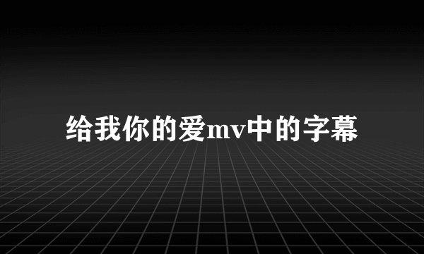 给我你的爱mv中的字幕