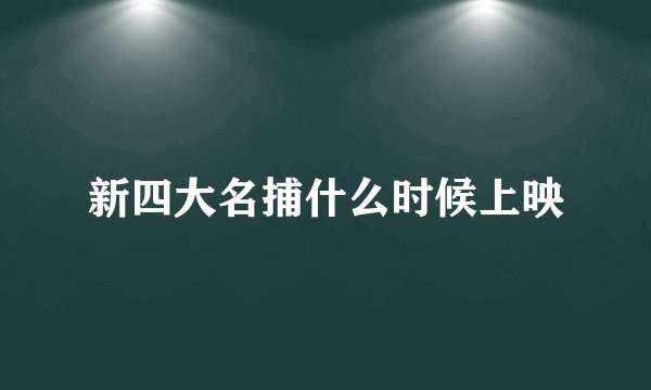 新四大名捕什么时候上映