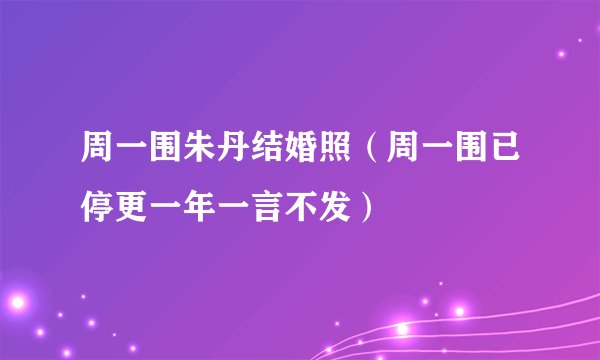 周一围朱丹结婚照（周一围已停更一年一言不发）