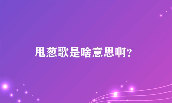 甩葱歌是啥意思啊？