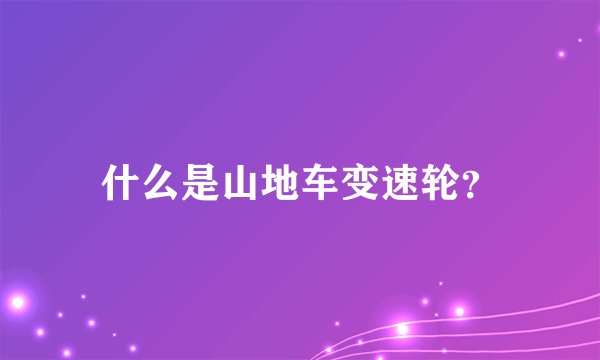 什么是山地车变速轮？