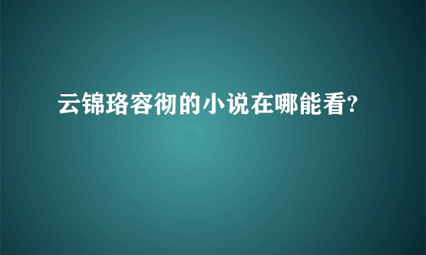 云锦珞容彻的小说在哪能看?