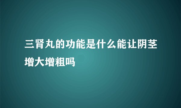 三肾丸的功能是什么能让阴茎增大增粗吗