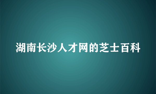 湖南长沙人才网的芝士百科