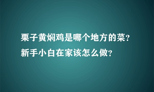 栗子黄焖鸡是哪个地方的菜？新手小白在家该怎么做？