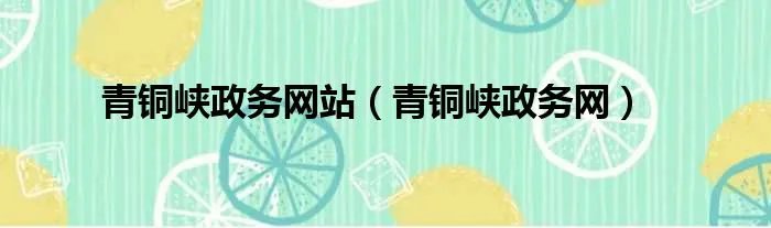 青铜峡政务网站(青铜峡政务网)