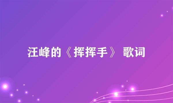 汪峰的《挥挥手》 歌词