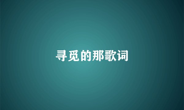 寻觅的那歌词