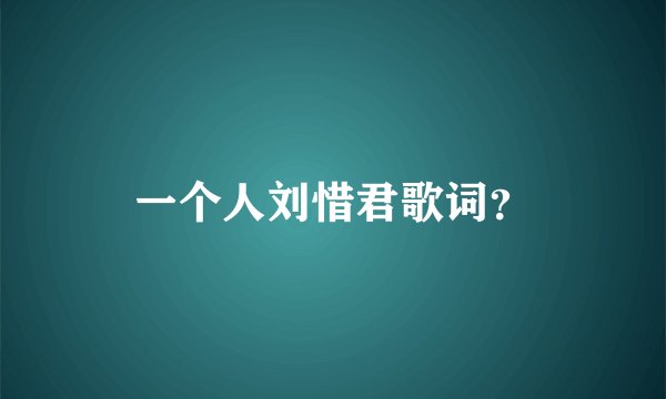 一个人刘惜君歌词?