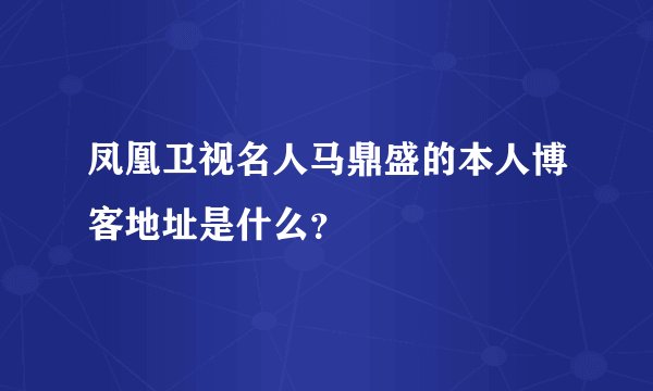 凤凰卫视名人马鼎盛的本人博客地址是什么？