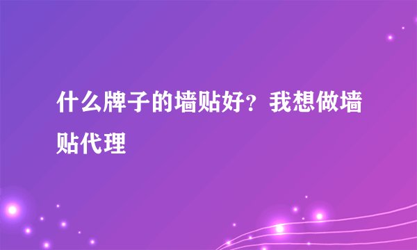 什么牌子的墙贴好？我想做墙贴代理