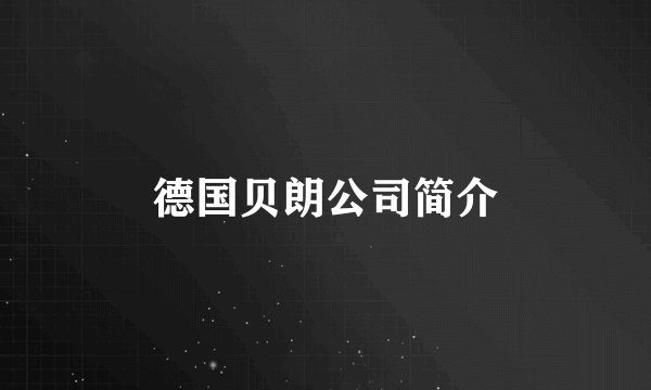 德国贝朗公司简介