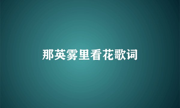 那英雾里看花歌词