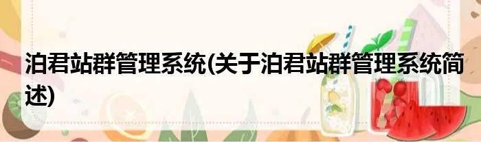 泊君站群管理系统(关于泊君站群管理系统简述)