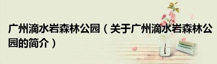 广州滴水岩森林公园（关于广州滴水岩森林公园的简介）
