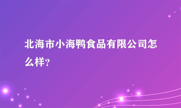 北海市小海鸭食品有限公司怎么样？