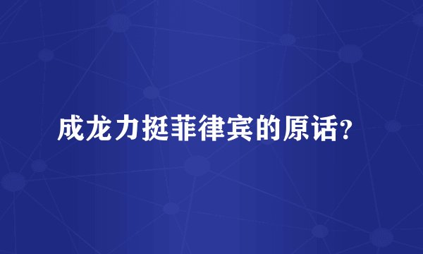成龙力挺菲律宾的原话？