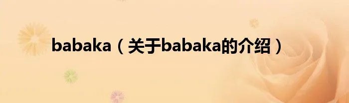 babaka（关于babaka的介绍）