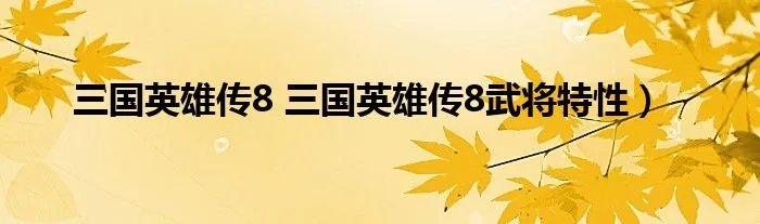 三国英雄传8 三国英雄传8武将特性）