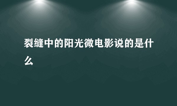 裂缝中的阳光微电影说的是什么