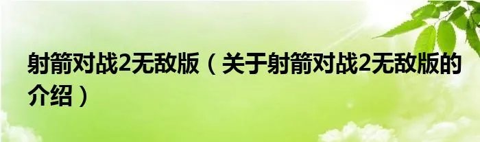 射箭对战2无敌版（关于射箭对战2无敌版的介绍）
