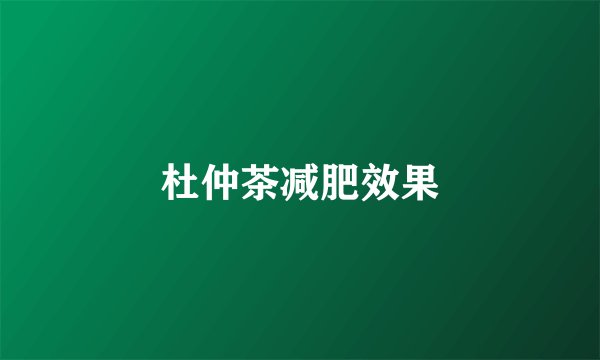 杜仲茶减肥效果
