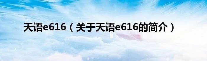 天语e616（关于天语e616的简介）