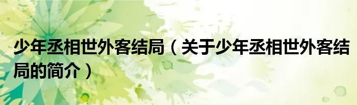 少年丞相世外客结局（关于少年丞相世外客结局的简介）