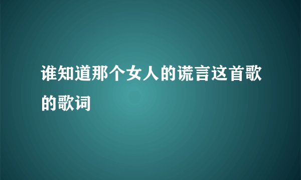 谁知道那个女人的谎言这首歌的歌词