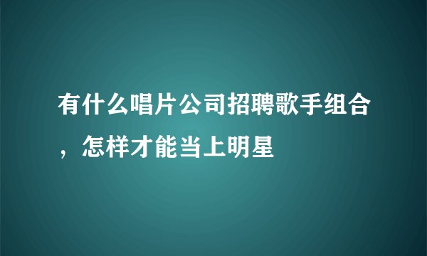 有什么唱片公司招聘歌手组合，怎样才能当上明星