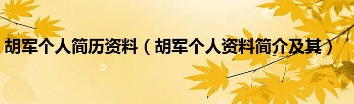 胡军个人简历资料（胡军个人资料简介及其）