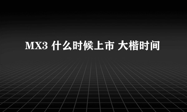 MX3 什么时候上市 大楷时间
