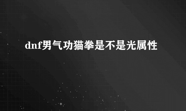 dnf男气功猫拳是不是光属性