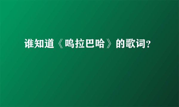 谁知道《呜拉巴哈》的歌词？