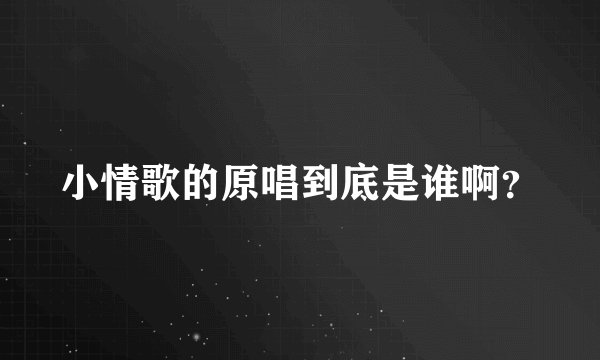 小情歌的原唱到底是谁啊？