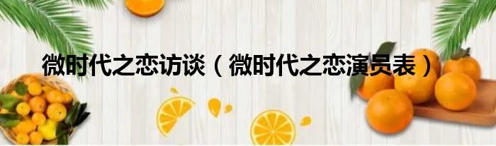 微时代之恋访谈（微时代之恋演员表）