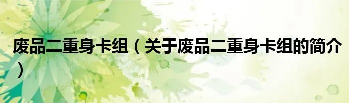 废品二重身卡组（关于废品二重身卡组的简介）
