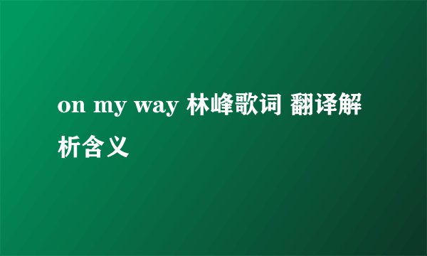 on my way 林峰歌词 翻译解析含义