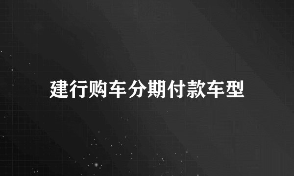 建行购车分期付款车型