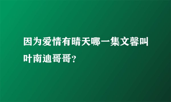 因为爱情有晴天哪一集文馨叫叶南迪哥哥？