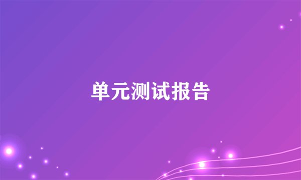 单元测试报告