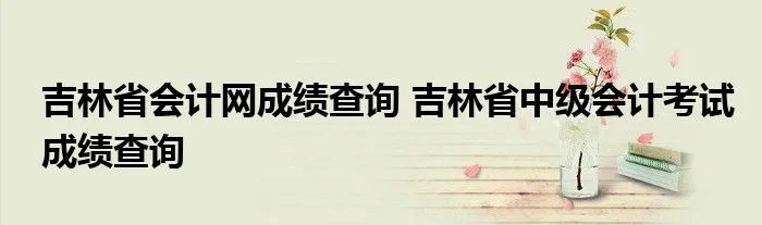 吉林省会计网成绩查询 吉林省中级会计考试成绩查询