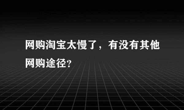 网购淘宝太慢了，有没有其他网购途径？