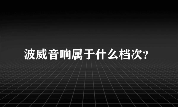波威音响属于什么档次？