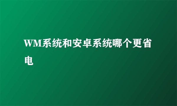 WM系统和安卓系统哪个更省电