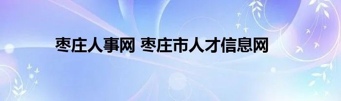 枣庄人事网 枣庄市人才信息网
